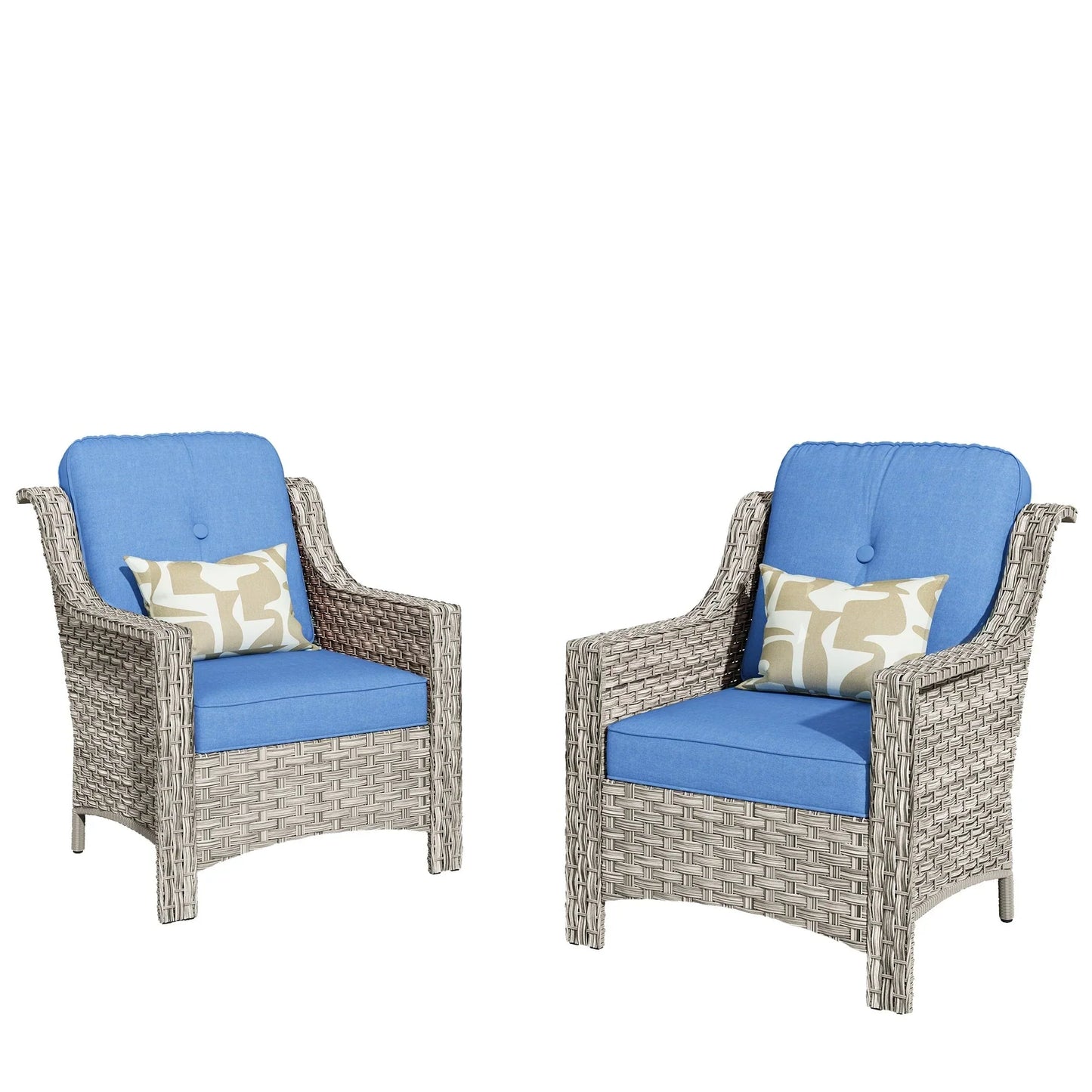 HOOOWOOO Ensemble de 2 chaises de patio extérieures en osier et rotin à dossier haut