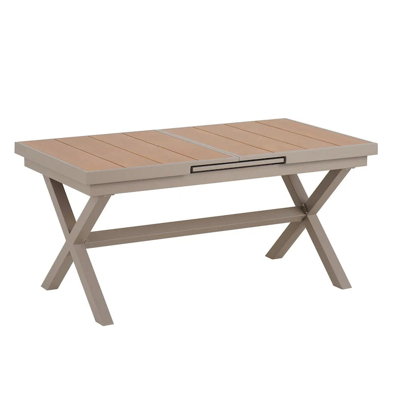 Ensemble de salle à manger d'extérieur extensible 7 pièces avec table extensible et 6 fauteuils