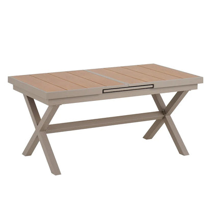 Ensemble de salle à manger d'extérieur extensible 7 pièces avec table extensible et 6 fauteuils