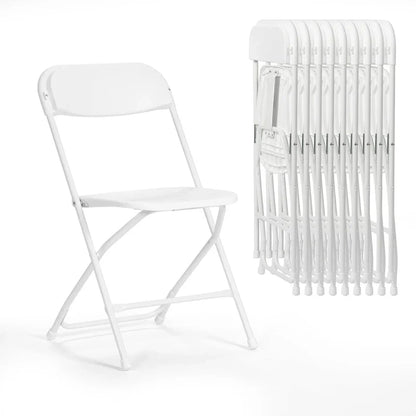 Chaise pliante en plastique, lot de 10, capacité de 158 kg pour événements, bureau, mariage, fête, pique-nique, cuisine, salle à manger