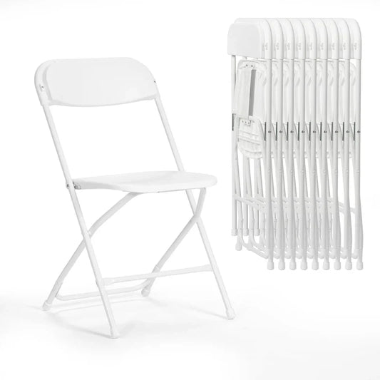 Chaise pliante en plastique, lot de 10, capacité de 158 kg pour événements, bureau, mariage, fête, pique-nique, cuisine, salle à manger