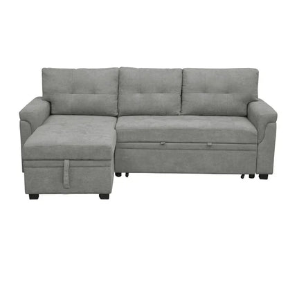 Canapé d'angle réversible convertible avec lit gigogne, méridienne de rangement et pieds durables