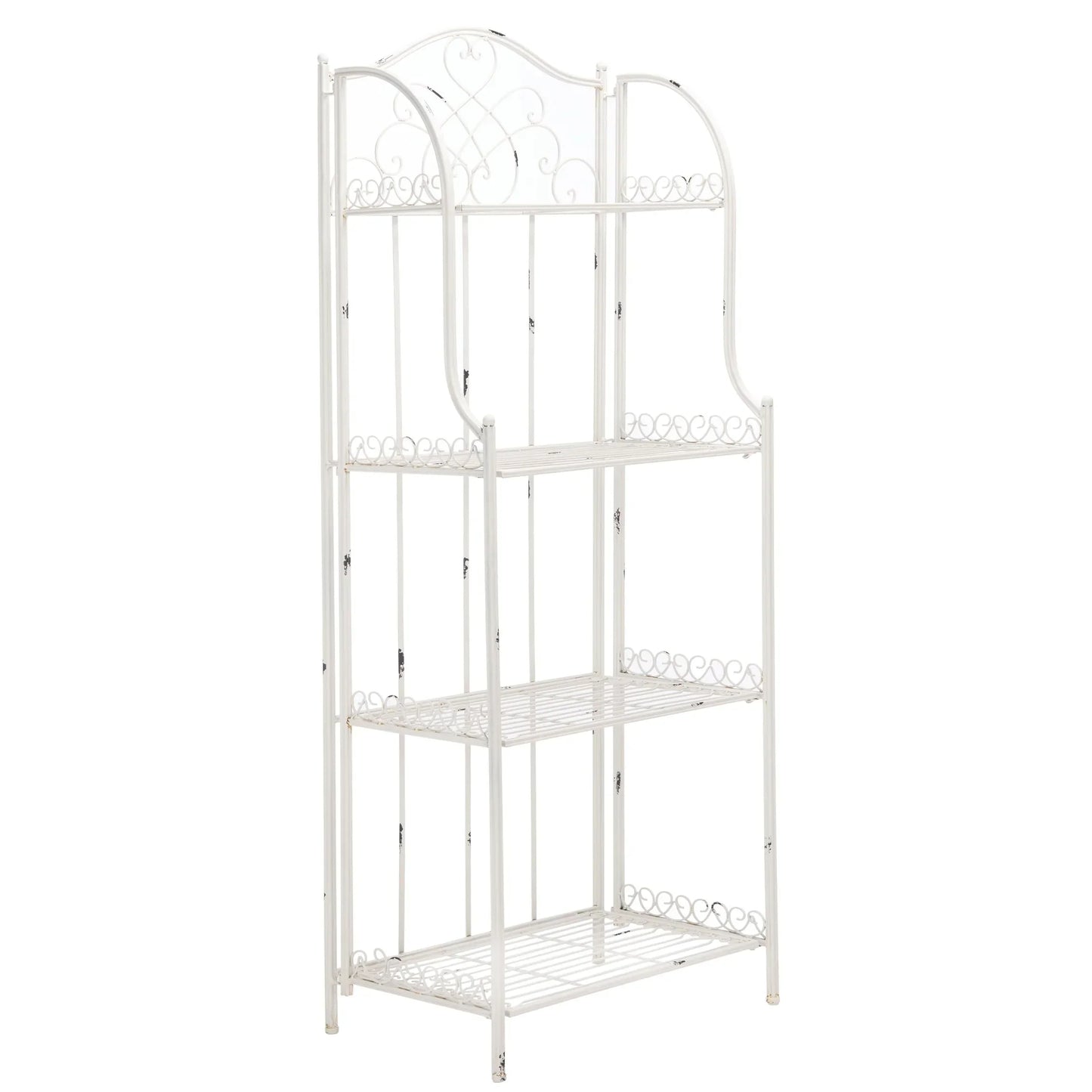 SAFAVIEH Bryn Étagère de boulanger d'extérieur victorienne en fer forgé à 4 niveaux - 63,5 cm l x 38,1 cm P x 160 cm H - 25L x 15P x 63H