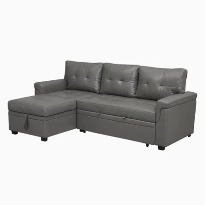 Canapé d'angle réversible convertible avec lit gigogne, méridienne de rangement et pieds durables
