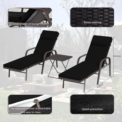 Ensemble de 3 chaises longues d'extérieur Kullavik