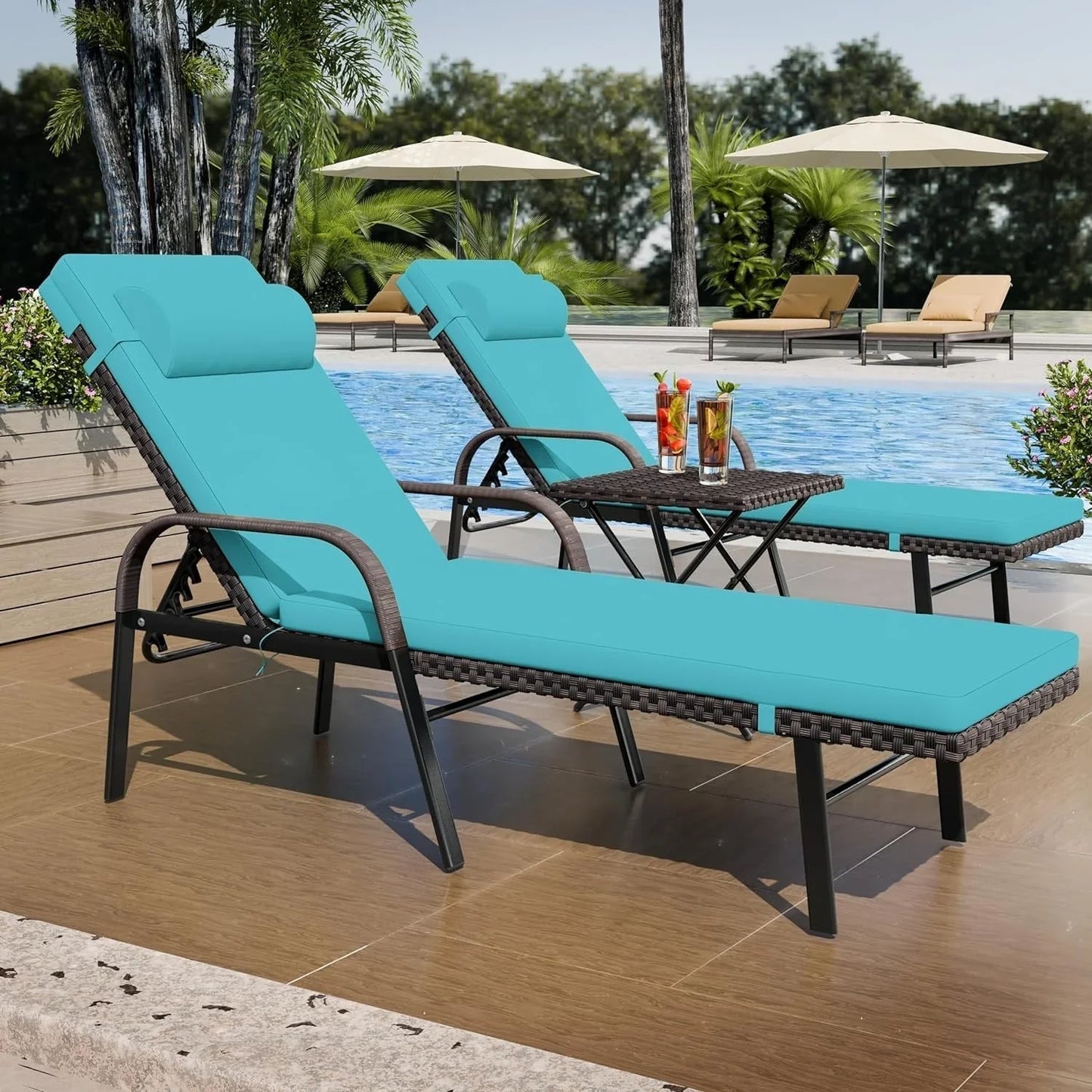 Ensemble de 3 chaises longues d'extérieur Kullavik