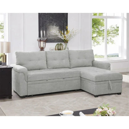 Canapé d'angle réversible convertible avec lit gigogne, méridienne de rangement et pieds durables