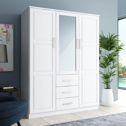 Palace Imports Armoire Cosmo 3 portes 100 % bois massif avec portes en bois massif ou portes miroir