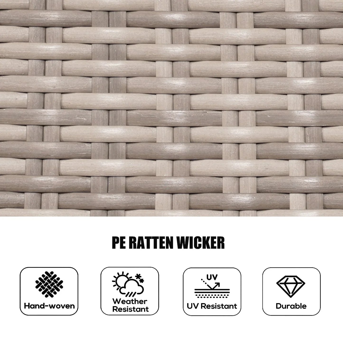 Ensemble de salle à manger rond 7 pièces en rotin tressé d'extérieur avec coussins par Moda Furnishings