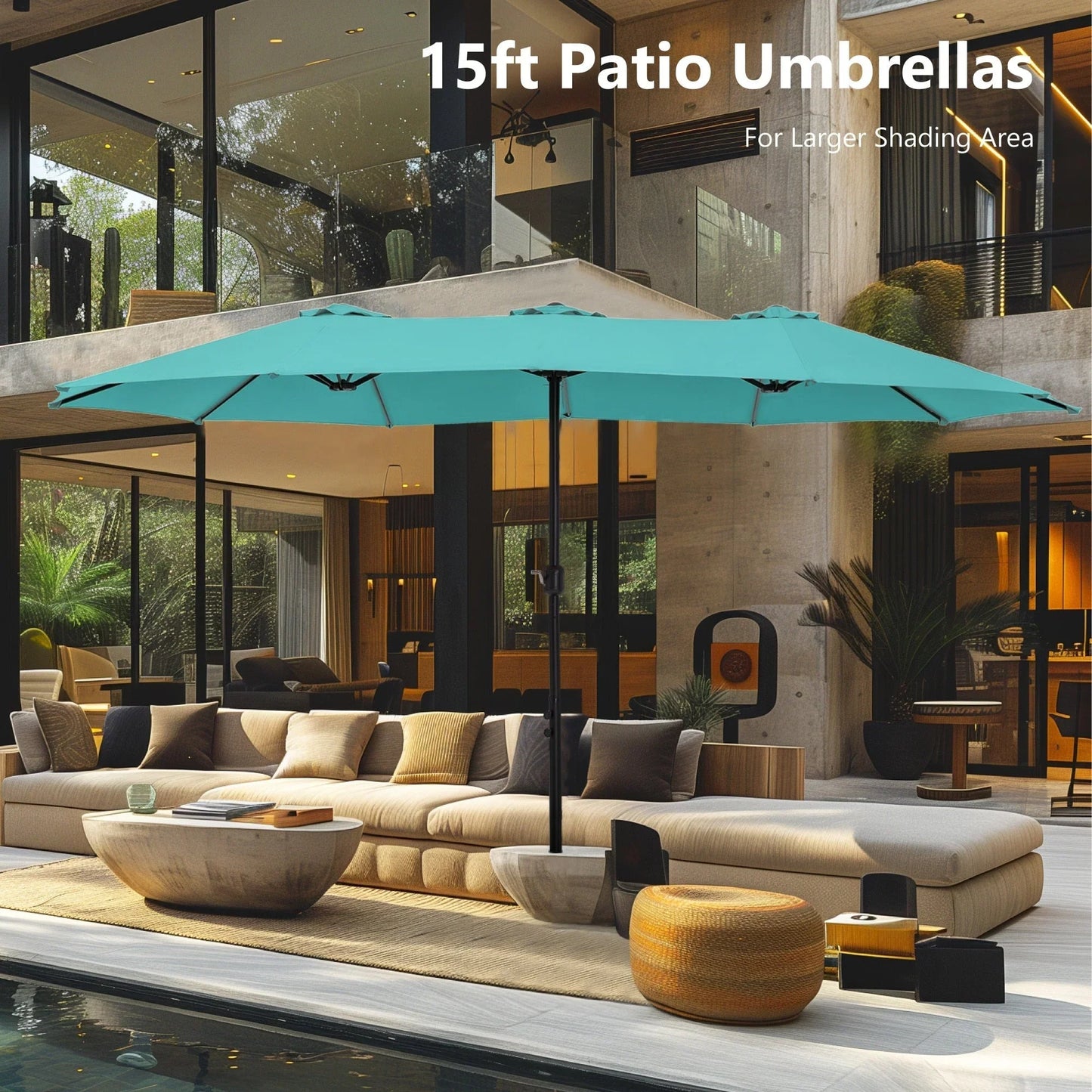 MAISON ARTS Grand Parasol Double Face de 4,5 m avec Base Incluse pour Patio
