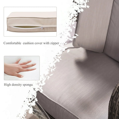 Ensemble de salle à manger rond 7 pièces en rotin tressé d'extérieur avec coussins par Moda Furnishings