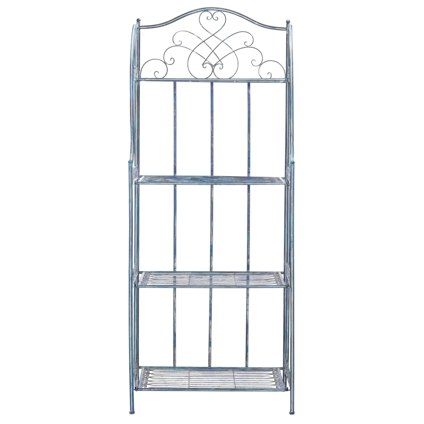 SAFAVIEH Bryn Étagère de boulanger d'extérieur victorienne en fer forgé à 4 niveaux - 63,5 cm l x 38,1 cm P x 160 cm H - 25L x 15P x 63H