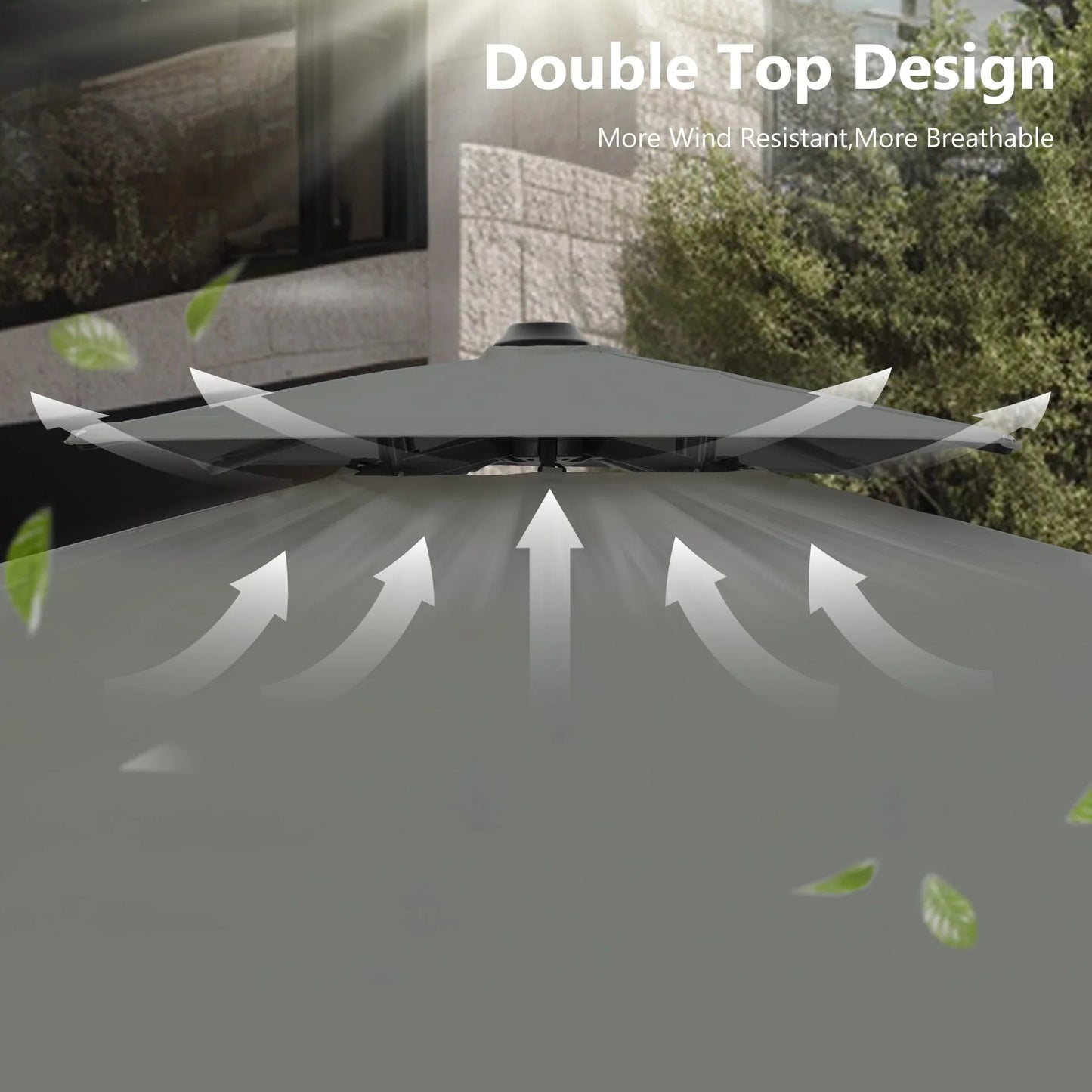 MAISON ARTS Parasol déporté hydraulique automatique 3,6 m avec mât en aluminium et rotation à 360 degrés