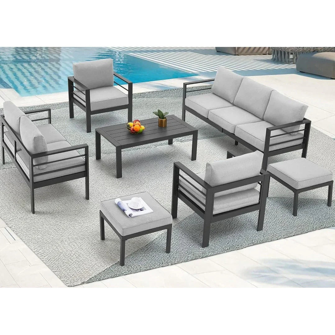 AECOJOY Ensemble de 7 Meubles de Jardin en Aluminium pour Extérieur