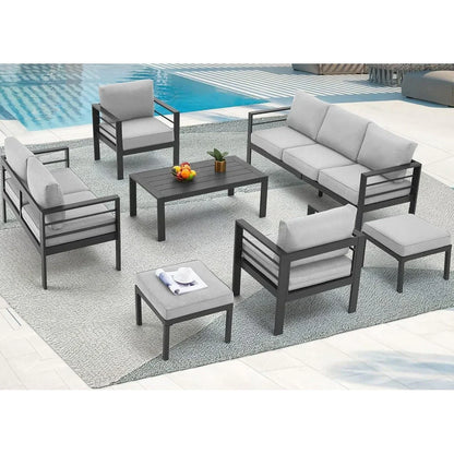 AECOJOY Ensemble de 7 Meubles de Jardin en Aluminium pour Extérieur