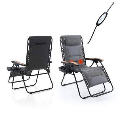Fauteuil de relaxation zéro gravité XL surdimensionné rembourré avec accoudoirs plus larges et porte-gobelet réglable - N/A