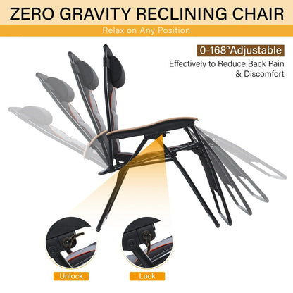 Fauteuil de relaxation zéro gravité XL surdimensionné rembourré avec accoudoirs plus larges et porte-gobelet réglable - N/A