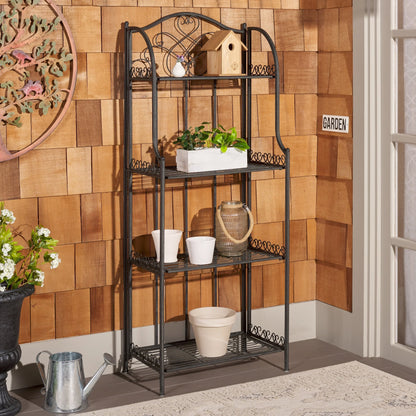 SAFAVIEH Bryn Étagère de boulanger d'extérieur victorienne en fer forgé à 4 niveaux - 63,5 cm l x 38,1 cm P x 160 cm H - 25L x 15P x 63H