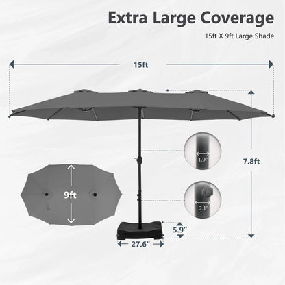 MAISON ARTS Grand Parasol Double Face de 4,5 m avec Base Incluse pour Patio