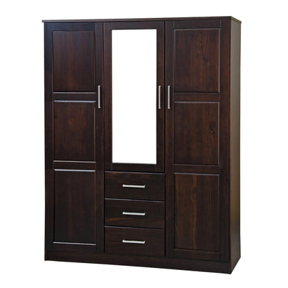 Palace Imports Armoire Cosmo 3 portes 100 % bois massif avec portes en bois massif ou portes miroir