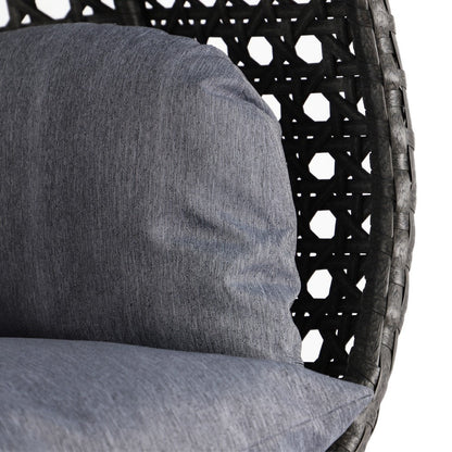 LeisureMod Fauteuil suspendu œuf 2 places avec support - Balançoire / hamac de patio en rotin osier pour extérieur/intérieur avec coussins