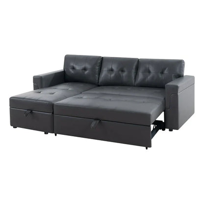 Canapé d'angle réversible convertible avec lit gigogne, méridienne de rangement et pieds durables