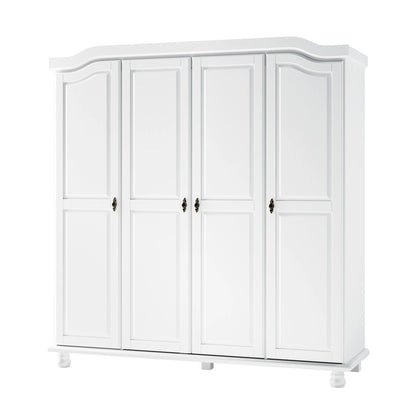 Palace Imports Kyle Armoire 4 portes 100 % en bois massif avec portes en bois massif ou portes miroir