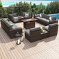Ensemble de mobilier de jardin 13 pièces avec table brasero de 44 pouces