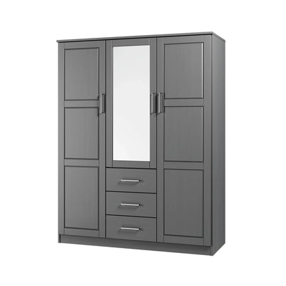 Palace Imports Armoire Cosmo 3 portes 100 % bois massif avec portes en bois massif ou portes miroir