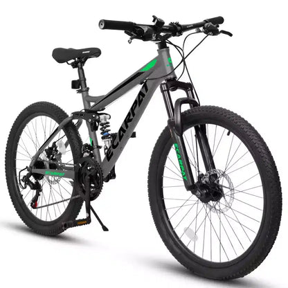 Vélo de montagne Okak 27,5 pouces avec double amortisseur avant et arrière, VTT 21 vitesses avec frein à disque mécanique, vélo adulte pour hommes et femmes