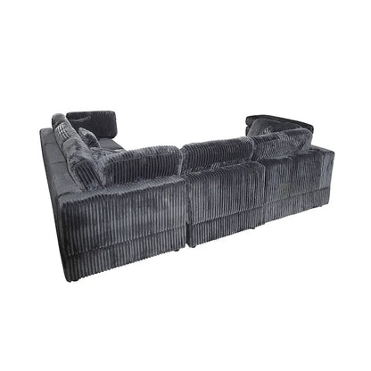 Canapé sectionnel modulaire en velours côtelé 6 pièces surdimensionné en forme de L, combinaison DIY