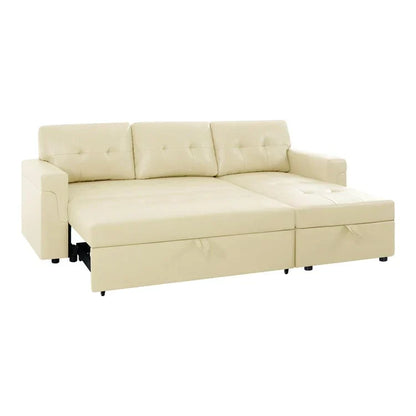 Canapé d'angle réversible convertible avec lit gigogne, méridienne de rangement et pieds durables