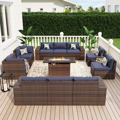 Ensemble de mobilier de jardin 13 pièces avec table brasero de 44 pouces