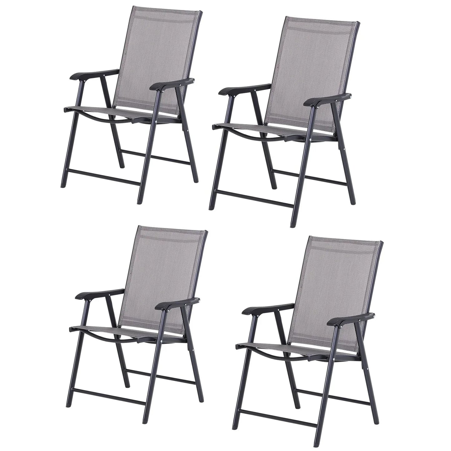 Lot de 4 chaises pliantes Outsunny au design simple et élégant, confortables pour la terrasse, le jardin et les voyages