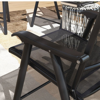 Lot de 4 chaises pliantes Outsunny au design simple et élégant, confortables pour la terrasse, le jardin et les voyages