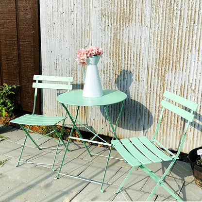 Ensemble bistrot pliant en métal 3 pièces, salon de conversation intérieur/extérieur résistant aux intempéries pour patio, cour, jardin