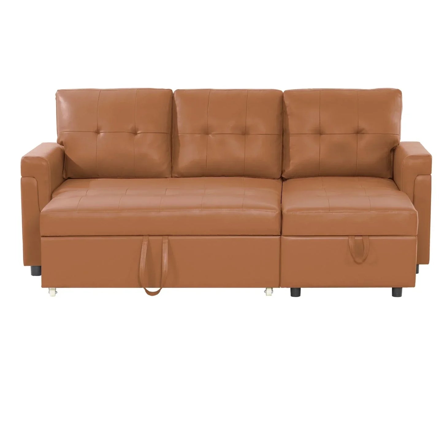Canapé d'angle réversible convertible avec lit gigogne, méridienne de rangement et pieds durables