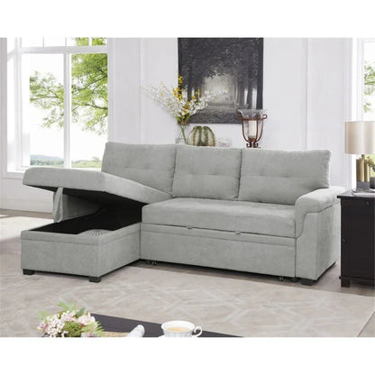 Canapé d'angle réversible convertible avec lit gigogne, méridienne de rangement et pieds durables