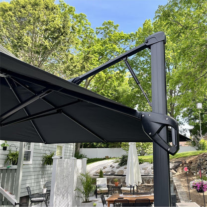 MAISON ARTS Parasol déporté hydraulique automatique 3,6 m avec mât en aluminium et rotation à 360 degrés