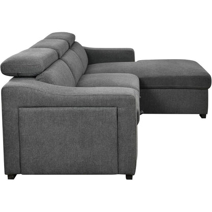 Roomfitters 103 Canapé sectionnel convertible avec méridienne de rangement, appuie-têtes réglables, canapé d'angle en L avec fonction couchage, gris foncé