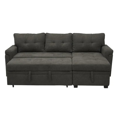 Canapé d'angle réversible convertible avec lit gigogne, méridienne de rangement et pieds durables