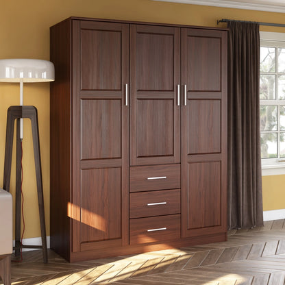 Palace Imports Armoire Cosmo 3 portes 100 % bois massif avec portes en bois massif ou portes miroir