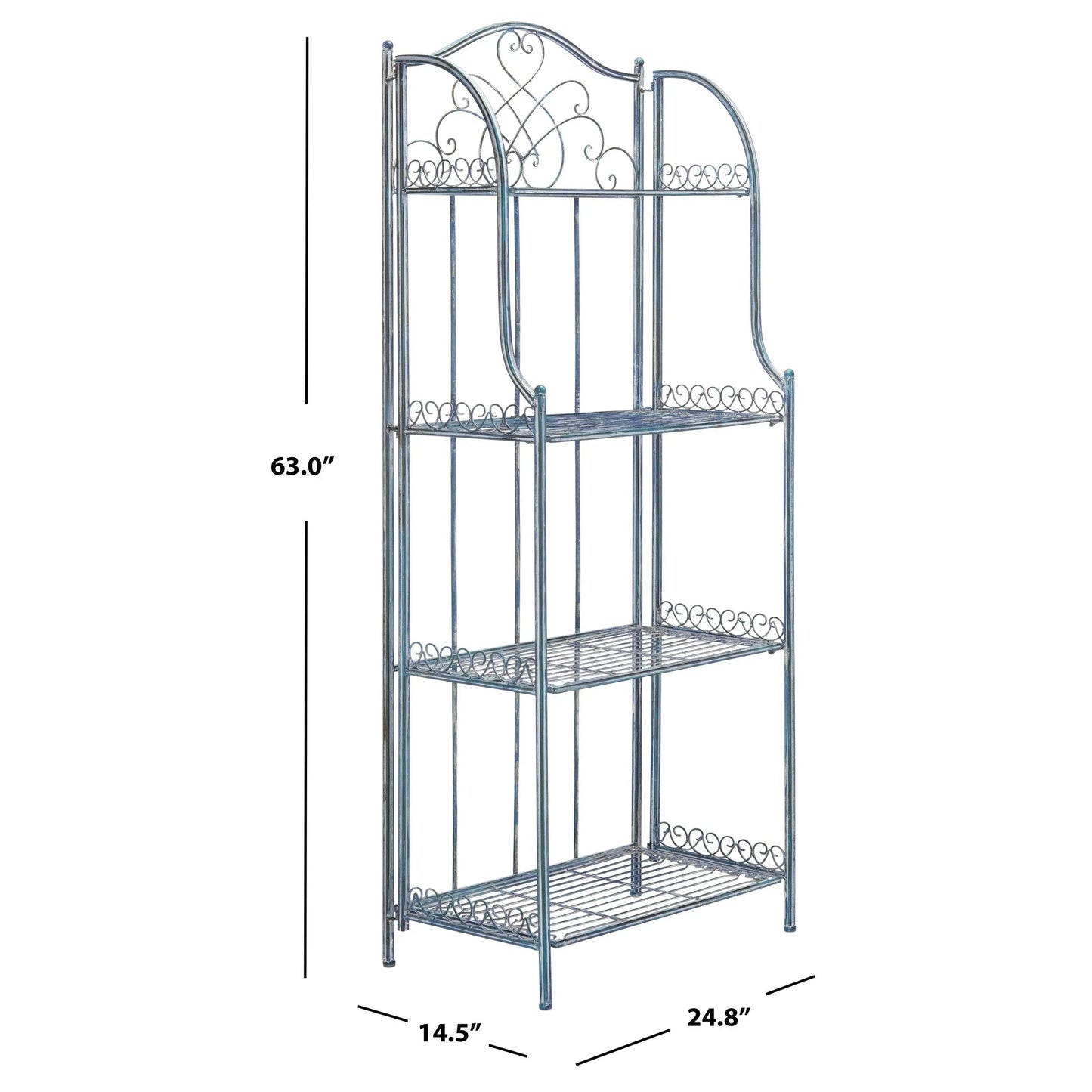 SAFAVIEH Bryn Étagère de boulanger d'extérieur victorienne en fer forgé à 4 niveaux - 63,5 cm l x 38,1 cm P x 160 cm H - 25L x 15P x 63H