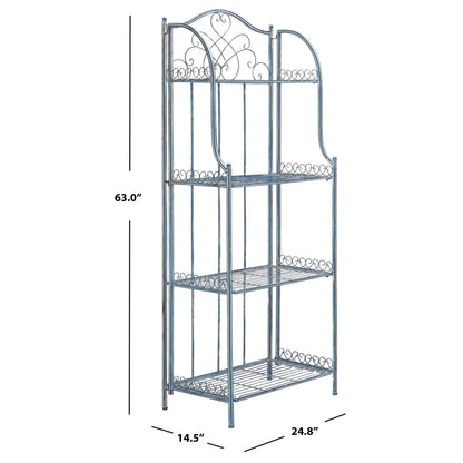 SAFAVIEH Bryn Étagère de boulanger d'extérieur victorienne en fer forgé à 4 niveaux - 63,5 cm l x 38,1 cm P x 160 cm H - 25L x 15P x 63H