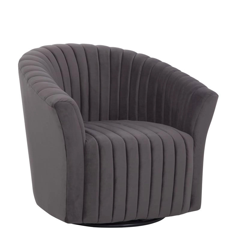 Fauteuil d'appoint pivotant à 360° en velours, un siège – Noir / Gris poivre / Caraïbes