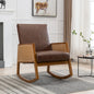Fauteuil à bascule moderne SEYNAR en cuir PU avec accoudoirs en rotin