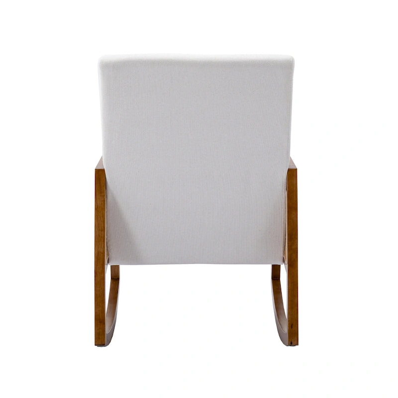 Fauteuil à bascule moderne SEYNAR en cuir PU avec accoudoirs en rotin