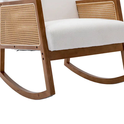 Fauteuil à bascule moderne SEYNAR en cuir PU avec accoudoirs en rotin