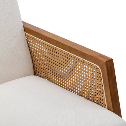 Fauteuil à bascule moderne SEYNAR en cuir PU avec accoudoirs en rotin