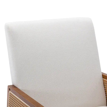 Fauteuil à bascule moderne SEYNAR en cuir PU avec accoudoirs en rotin